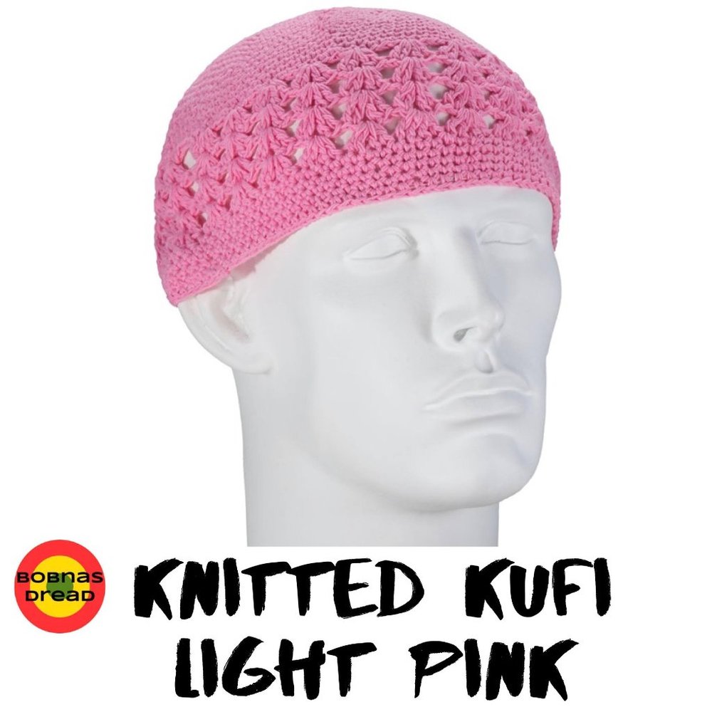 Knitted Men's Kufi Cap - Light Pink